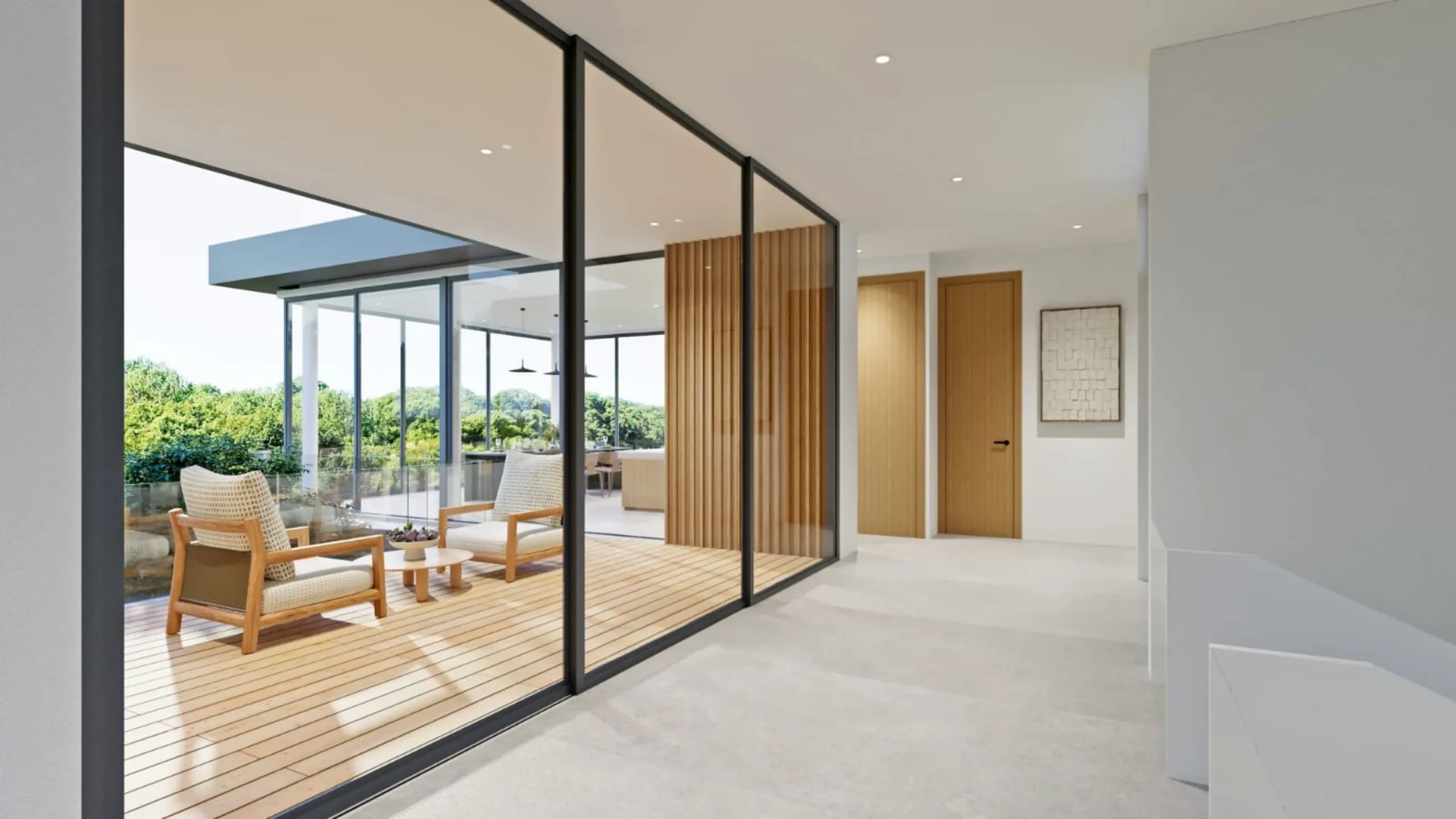 Covered terrace with timber decking and indoor-outdoor flow